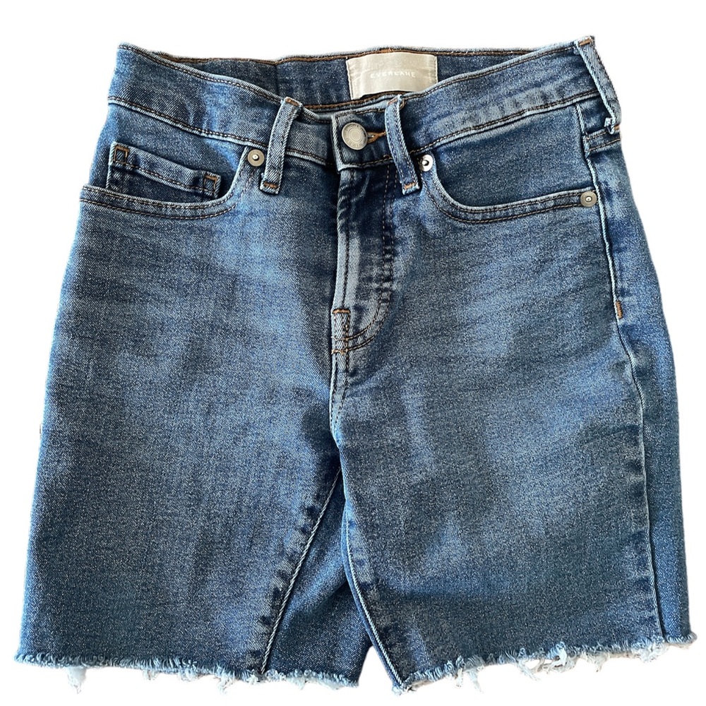 Everlane Blue Jean Shorts with Frayed Hem